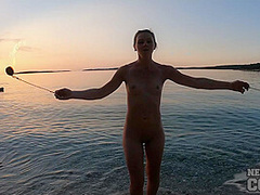 Nude Beach Fire Dancing At Sunset With Gorgeous Ginger Lea
