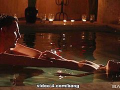 Rebecca Volpetti floats in the warm water as he slowly sinks his cock in - BANG