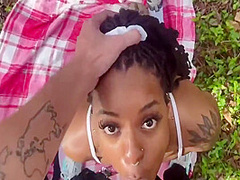 Ebony Teen Slut Loves Sucking Dick Outside 7 Min