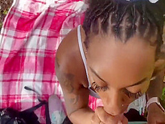 Ebony Teen Slut Loves Sucking Dick Outside 7 Min