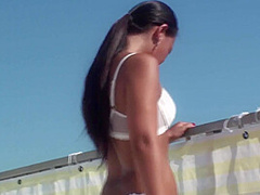 Asian stomping slave on the terrace by Femdom Austria