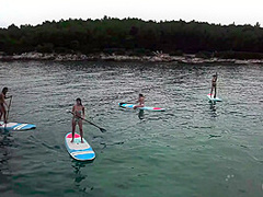 Paddle Boarding And Sunbathing Babes On Vacation Miss Pussycat With Rebeka Ruby Adriana And Sammy