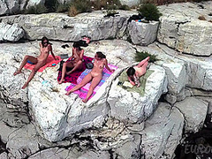 Paddle Boarding And Sunbathing Babes On Vacation Miss Pussycat With Rebeka Ruby Adriana And Sammy