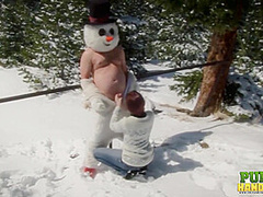 Brandi De Lafey Strokes A Snowman