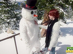 Brandi De Lafey Strokes A Snowman