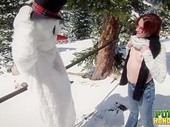 Brandi De Lafey Strokes A Snowman
