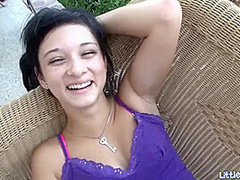 Petite masturbating teen gets fingered