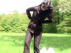 Outdoor trampling punishment with muddy shoes by Femdom Austria
