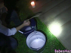 Lesbo Teens Hazed Outside