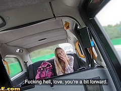 Skinny taxi babe pussyfucked outdoor in cab by taxi driver