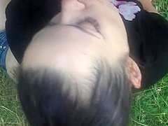 Nasty Brunette Babe Outdoor Blowjob - SoloAustria