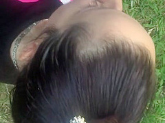 Nasty Brunette Babe Outdoor Blowjob - SoloAustria