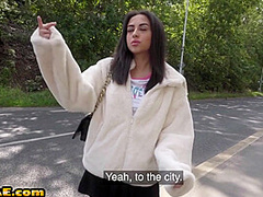 Public babes fucked in outdoor orgy on car by lucky guys