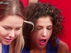 CFNM IR cheerleaders wank Black man in locker room group HJ