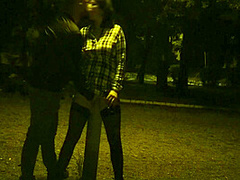 Kinky Couple Masturbates Together In A Public Park