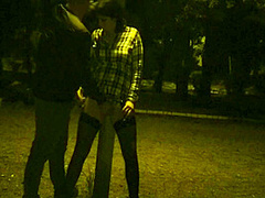 Kinky Couple Masturbates Together In A Public Park