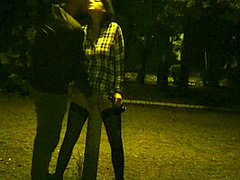 Kinky Couple Masturbates Together In A Public Park