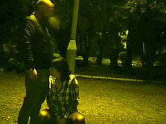Kinky Couple Masturbates Together In A Public Park