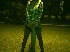 Kinky Couple Masturbates Together In A Public Park