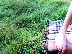 Human trampling mat for picnic by Foot Girls