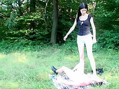 Human trampling mat for picnic by Foot Girls