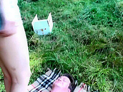 Human trampling mat for picnic by Foot Girls