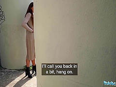 British Brunette Sucks A Fat Cock Outside Before Fucking