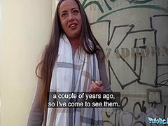 British Brunette Sucks A Fat Cock Outside Before Fucking