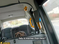 Italian cab babe outdoor fucked in taxi by lucky taxi guy