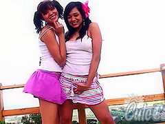 Cute latina teens outdoors