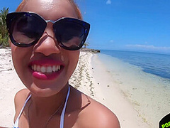 Public Beach Swallowing Cum Quickie Blowjob With Pretty Face