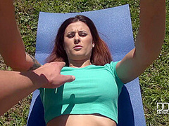 Salacious Outdoor Blowjob - Stunning Babe Sucks Cock in Garden - PornWorld