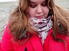 Cute Bbw Sucked Off In Nature And Got Cum In Her Mouth - Teases With Big Natural Tits