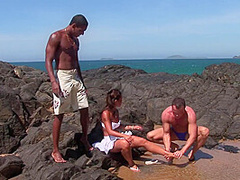 Black And White Share Asian Whore At Beach - FemdomSex