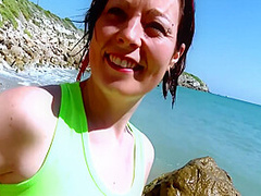 Bigger Cock - Euro Brunette Milf Never Had This Much Cock In Her Pussy On A Beach Before
