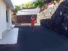 Blond Sheila Love To Pee Everywhere Outside On Terrace And In The Pool - SoloAustria