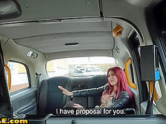 Redhead cab babe outdoor fucked in taxi after deep BJ
