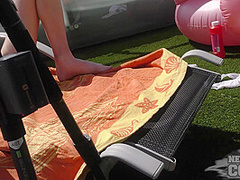 Rooftop Terrace Masturbating Babe Josie Using A Wide Dildo Deep Jilling Her Vagina In The Sun