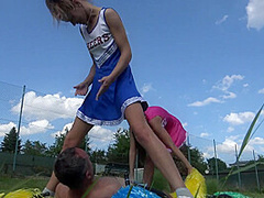 Cheerleader trampling fun by Femdom Austria