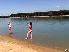Two Beautiful Teens Get Naked On The Beach