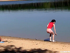 Two Beautiful Teens Get Naked On The Beach