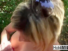 Blonde Milf Has A Threesome At The Park
