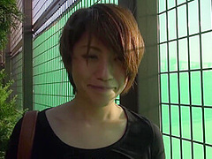 Gorgeous short hair Japanese amateur hot pants walk in public