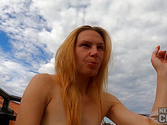 Naked Outdoors Eating Some Food Nakes Mukbang Asmr Video With Pretty Ginger Model While On Vacation