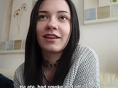 A Young Brunette Fell For A Pickup Truck And Exposed Her Pussy For Mon