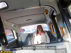 Busty amateur taxi babe fucked outdoor in cab by driver