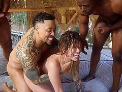 Jesse Pony - A Young Beauty Is Double Penetrated By Blacks And Fucked In A Group Se