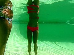 Brunette Teenie Models Have Lesbo Sex In Pool - LezdomAustria