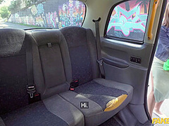 Sexy Innocent Looking Brunette Caught Smoking In The Taxi And Needs To Pay With Tiffany Blue