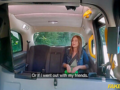 Sexy Innocent Looking Brunette Caught Smoking In The Taxi And Needs To Pay With Tiffany Blue